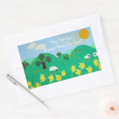 おもしろいの風光明媚なイラストレーションかわいい羊 長方形シール (封筒)