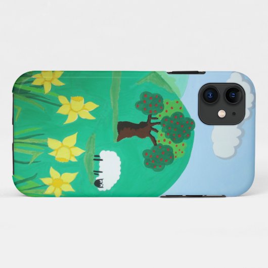 おもしろいの風光明媚なイラストレーションかわいい羊 Case-Mate iPhoneケース (裏面(横))