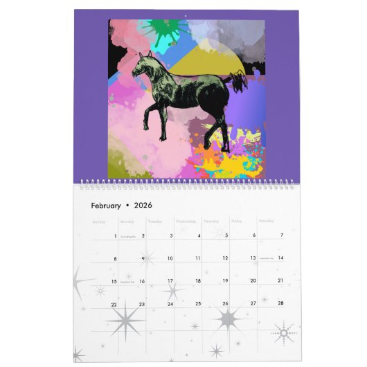 おもしろいの馬のイラストマイストーリーのカレンダー カレンダー (2月 2026)