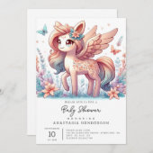 おもしろいの魔法のユニコーン赤ちゃんシャワー 招待状 (正面/裏面)