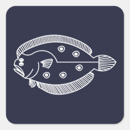 おもしろいの魚が青い青の上に白く咲く スクエアシール