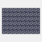 おもしろいの魚が青い青の上に白く咲く ラッピングペーパーシート (正面3)