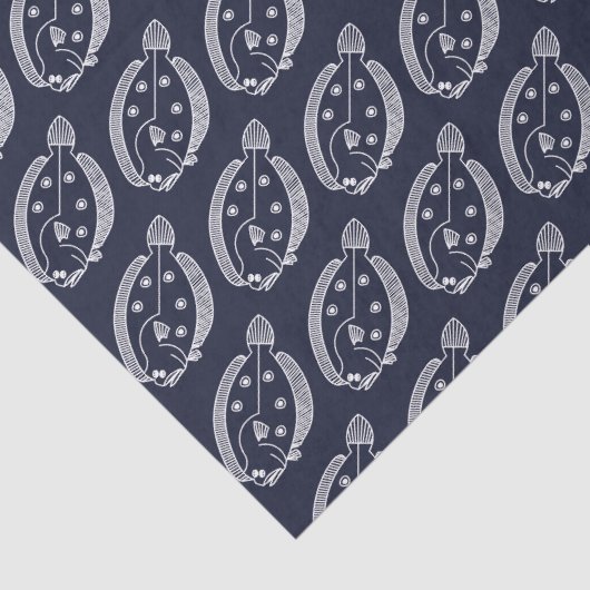 おもしろいの魚が青い青の上に白く咲く 薄葉紙 (詳細)