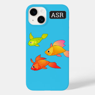おもしろいの魚のデザインは明るい青の明るい色 Case-Mate iPhone 14ケース