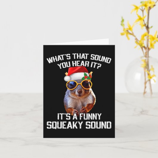 おもしろいの鳴き声のクリスマスリスのクリスマス カード (黄色い花)