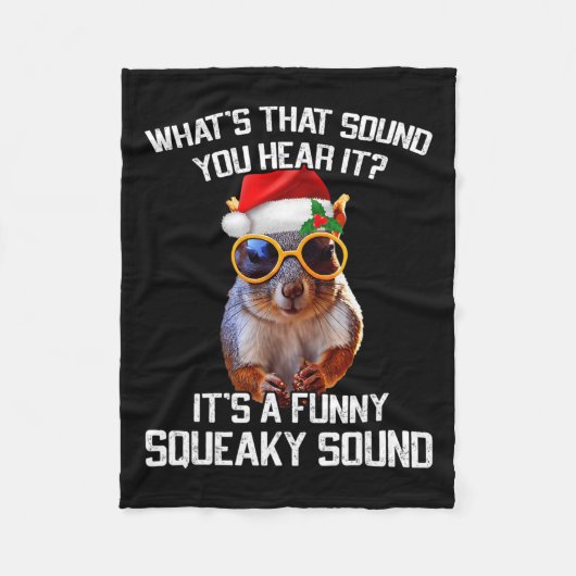 おもしろいの鳴き声のクリスマスリスのクリスマス フリースブランケット (正面)