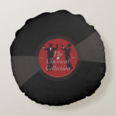 おもしろいの黒いクラシック音楽のレコード、 ラウンドクッション (裏面)
