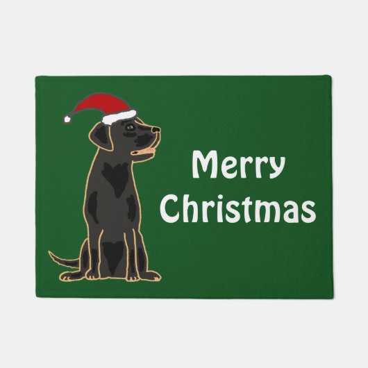おもしろいの黒いラブラドール犬のクリスマスの玄関マット ドアマット (正面)