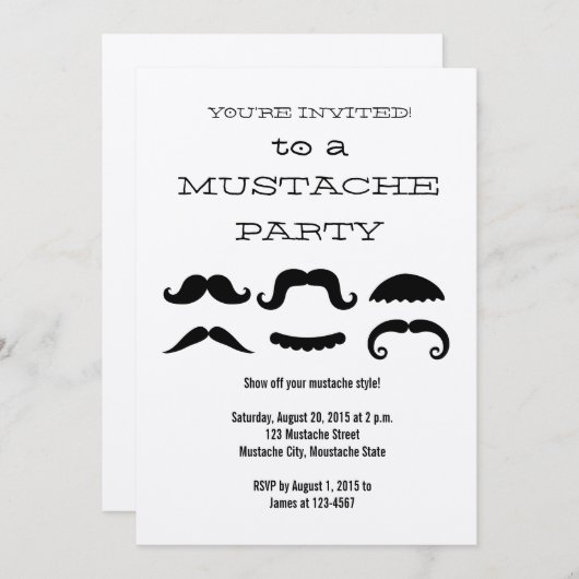 おもしろいの黒い髭のパーティの招待状 招待状 (正面/裏面)