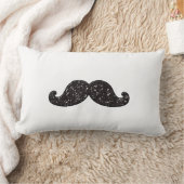 おもしろいの黒のグリッターの髭 ランバークッション (ブランケット)