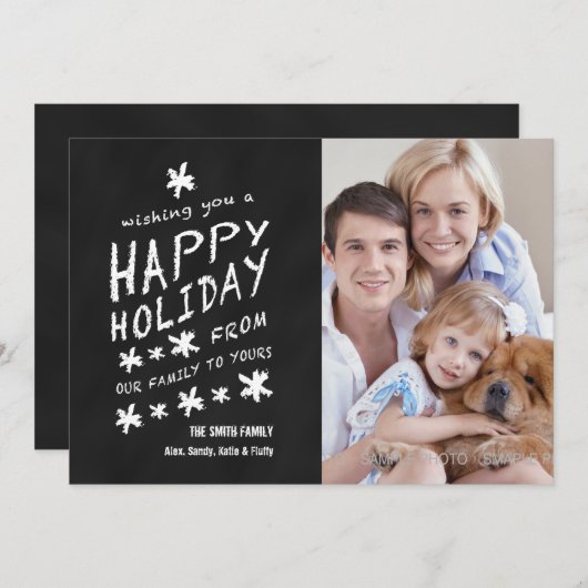 おもしろいの黒板の幸せな休日の写真カード シーズンカード (正面/裏面)