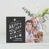 おもしろいの黒板の幸せな休日の写真カード シーズンカード (スタンド正面)