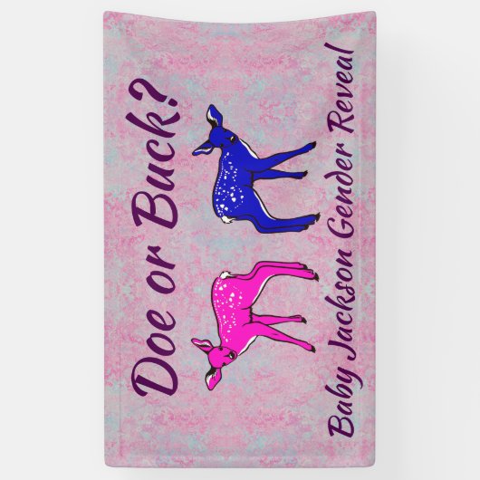 おもしろいの"雌ジカまたは木びき台"の性は明らかにします 横断幕 (縦)