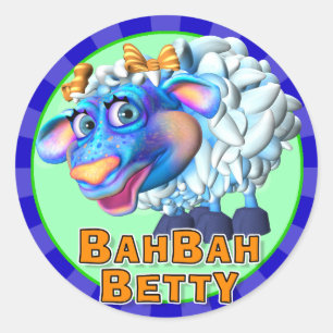 おもしろいのBah Bahベティのステッカー ラウンドシール