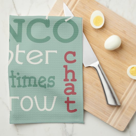 おもしろいのBuncoのサイコロの友人の休日の緑及び赤 キッチンタオル (四つ折り)