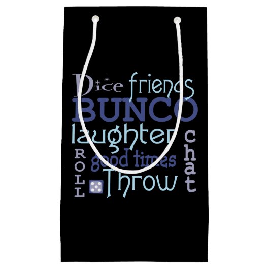 おもしろいのBuncoの地下鉄の芸術のタイポグラフィの青い紫色 スモールペーパーバッグ (正面)