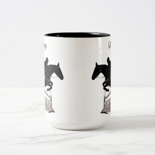 おもしろいのiJumpの乗馬の馬のマグ ツートーンマグカップ (中央)