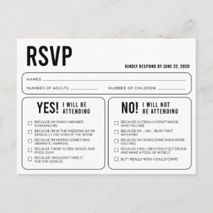 おもしろいのRSVP結婚ポストカード ポストカード