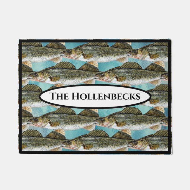 おもしろいのWalleyeのパイクの魚パターン ドアマット (正面)