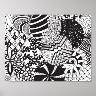 おもしろいのZendoodleの円パターン ポスター
