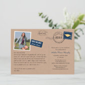 おもしろいはがきスタイル卒業パーティー招待状 セーブザデート (スタンド正面)