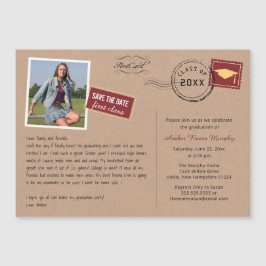 おもしろいはがきスタイル卒業パーティー招待状 マグネット招待状