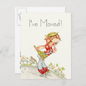 おもしろいはがきヴィンテージへの道ハピネス新しい住所 案内ポストカード (正面/裏面)