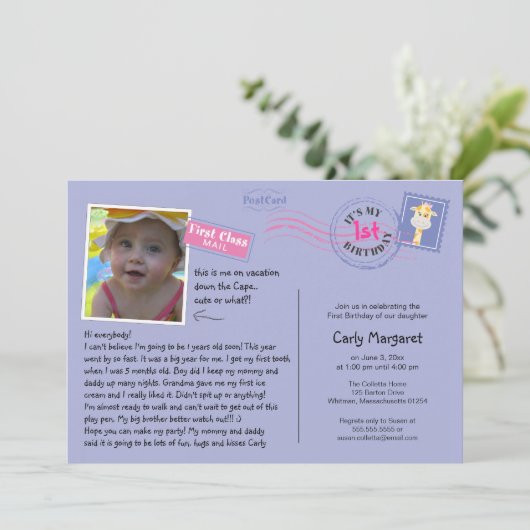 おもしろいはがき誕生日パーティーの招待 招待状 (スタンド正面)