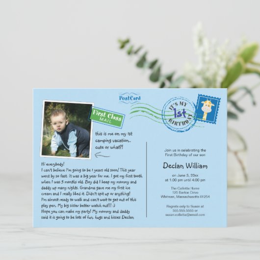 おもしろいはがき誕生日パーティーの招待 招待状 (スタンド正面)