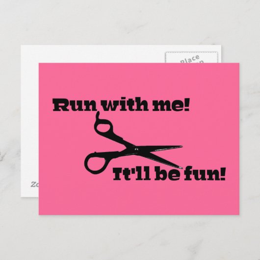 おもしろいはさみ走が！ ポストカード (正面/裏面)