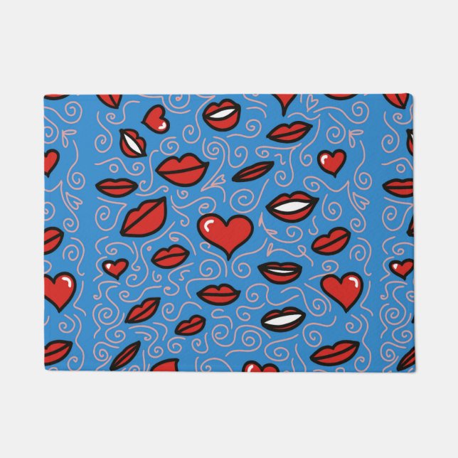 おもしろいはっきりしたと唇のパターン ドアマット (正面)