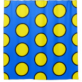 おもしろいはっきりしたの黄色い幾何学模様（明るい青） シャワーカーテン (正面)