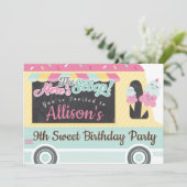 おもしろいはっきりしたアイスクリームトラック誕生日パーティーへの招待 招待状 (スタンド正面)