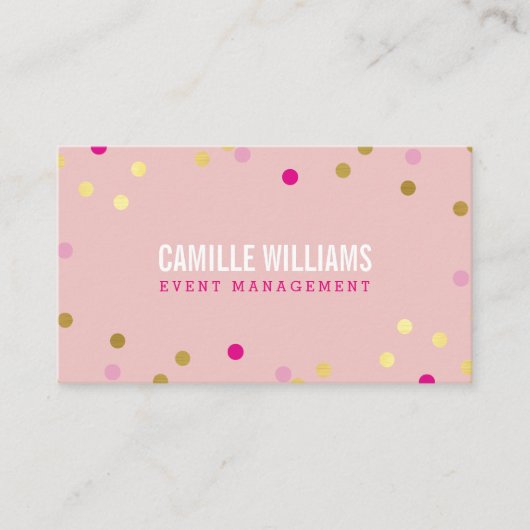 おもしろいはっきりしたカラフル紙吹雪クール金ゴールドピンク 名刺 (正面)