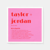 おもしろいはっきりしたタイポグラフィピンクレッド結婚ズ スタンダードカクテルナプキン (正面)