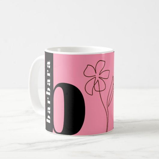 おもしろいはっきりしたタイポグラフィモノグラムラインアートピンクコーヒー コーヒーマグカップ (正面左)