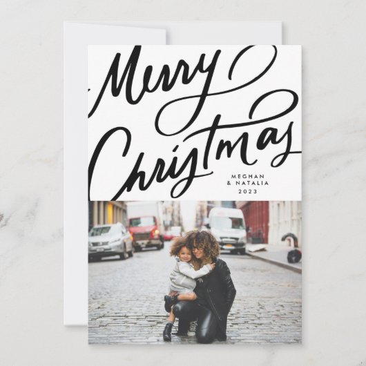 おもしろいはっきりしたハンドレターメリークリスマス シーズンカード (正面)