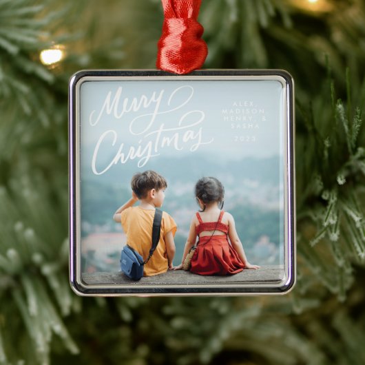 おもしろいはっきりしたハンドレターメリークリスマス メタルオーナメント (ツリー)