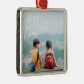 おもしろいはっきりしたハンドレターメリークリスマス メタルオーナメント (右)