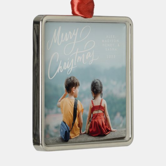 おもしろいはっきりしたハンドレターメリークリスマス メタルオーナメント (右)