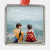おもしろいはっきりしたハンドレターメリークリスマス メタルオーナメント (正面)