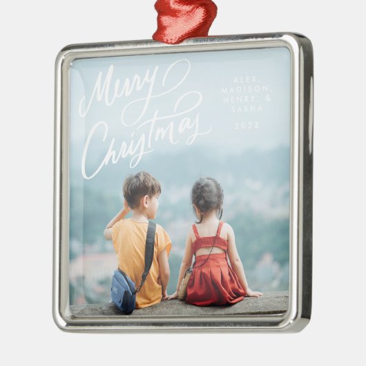 おもしろいはっきりしたハンドレターメリークリスマス メタルオーナメント (左)