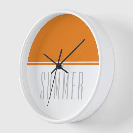 おもしろいはっきりしたブライトオレンジホワイトスリムサマー文字 壁時計 (傾斜)