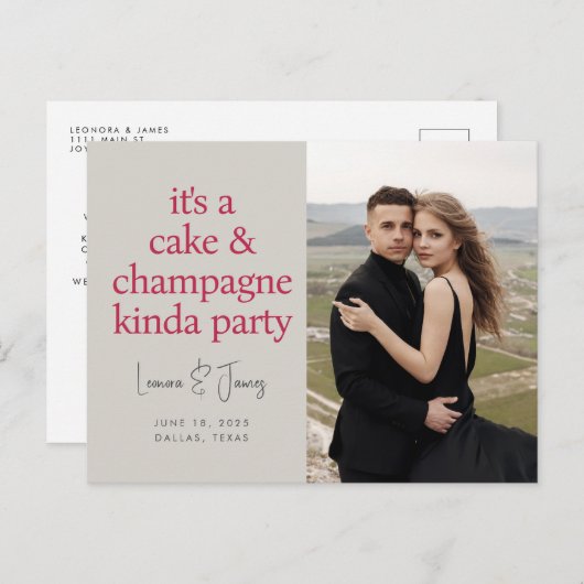 おもしろいはっきりしたマゼンタピ結婚ンク救のThe 案内ポストカード (正面/裏面)