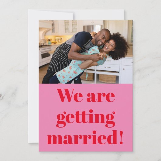 おもしろいはっきりしたモダンピンクと赤の写真結婚の セーブザデート (正面)