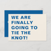 おもしろいはっきりしたモダンCobaltブルータイポグラフィ結婚ズ セーブザデート (正面/裏面)