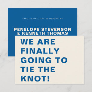 おもしろいはっきりしたモダンCobaltブルータイポグラフィ結婚ズ セーブザデート