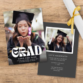 おもしろいはっきりしたレトロ大学院写真卒業 案内状