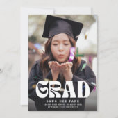 おもしろいはっきりしたレトロ大学院写真卒業 案内状 (正面)