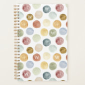 おもしろいはっきりした水モダン色水玉模様モノグラム プランナー手帳 (正面)